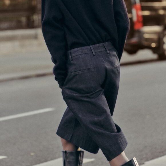 ZARA ZW LONG DENIM SHORTS in RINSE Sz Small NWT - Picture 2 of 8